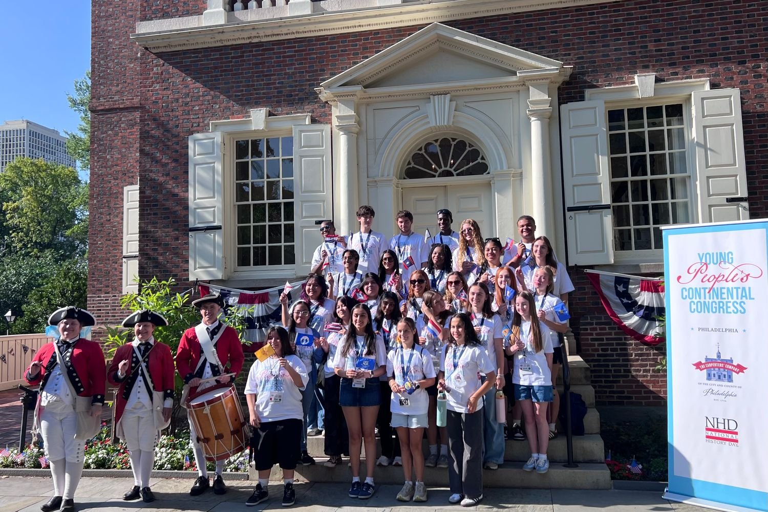 Students participating in the National History Day's Young People's Continental Congress